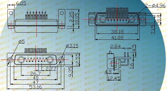 DP 90 15 male plug  Connectors Product Outline Dimensions