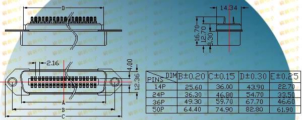 57 welding typed male plug  Connectors Product Outline Dimensions