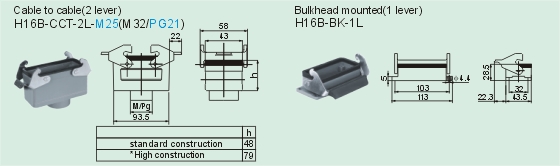 HE-016-MS     HE-016-FS Connectors Product Outline Dimensions