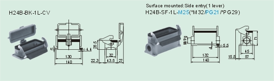 HE-024-MS     HE-024-FS Connectors Product Outline Dimensions