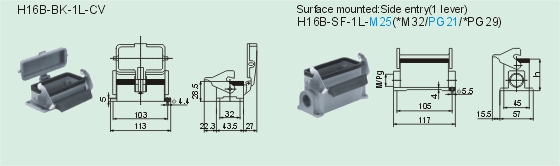 HEE-032-M     HEE-032-F Connectors Product Outline Dimensions