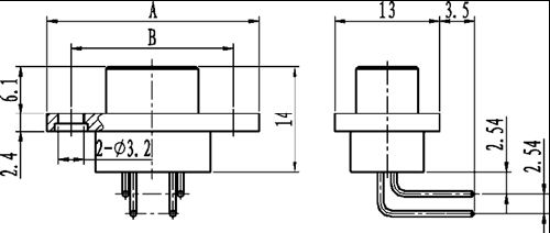 J29A type W of common right angle contact for PCB Connectors Outline Dimensions of Plug