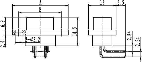 J29A type W of common right angle contact for PCB Connectors Outline Dimensions of Receptacle