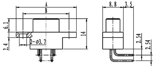 J29A type W of type –A right angle contact for PCB Connectors Outline Dimensions of Plug