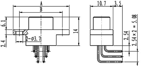 J29A type W of type –A right angle contact for PCB Connectors Outline Dimensions of Plug