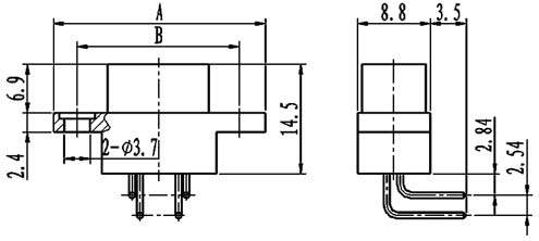 J29A type W of type –A right angle contact for PCB Connectors Outline Dimensions of Receptacle