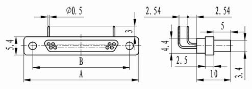 J30 right angle contact for PCB connectors Connectors Product Outline Dimensions
