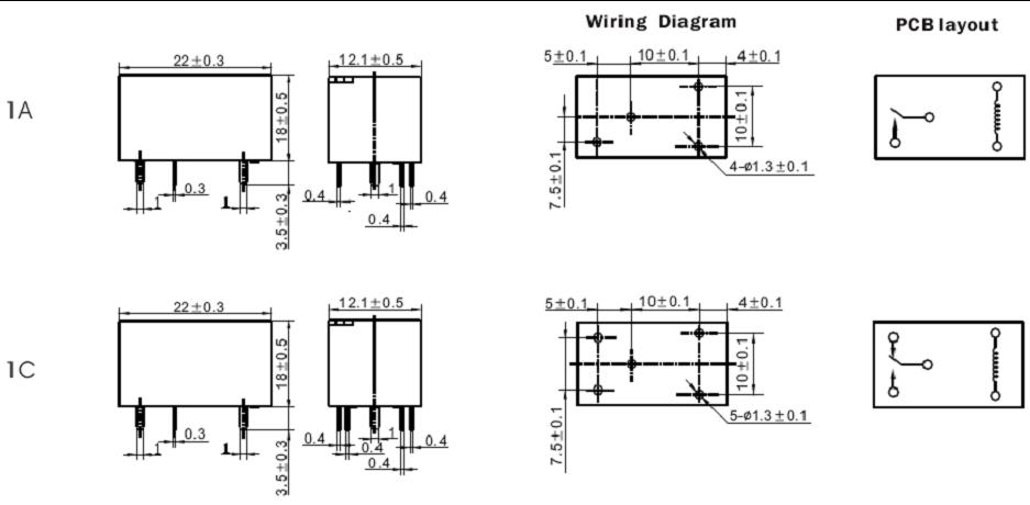SH-RELAY Relays Product Outline Dimensions