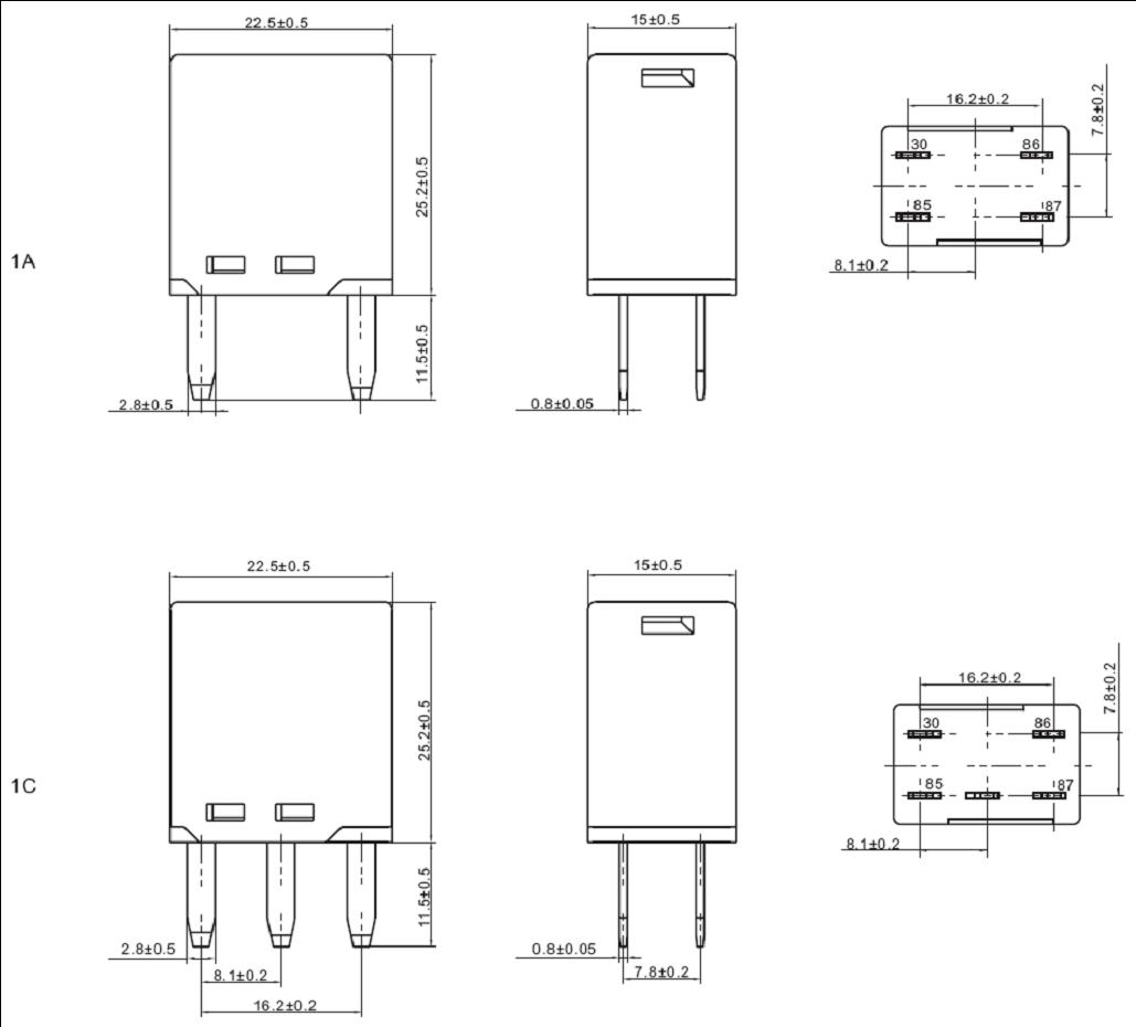 SARC-RELAY Relays Product Outline Dimensions