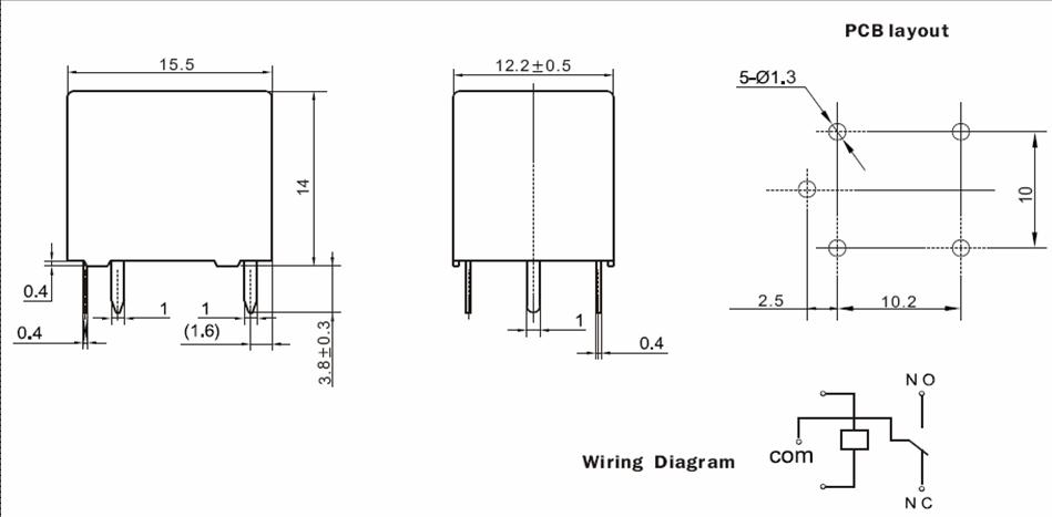 SARD-RELAY Relays Product Outline Dimensions