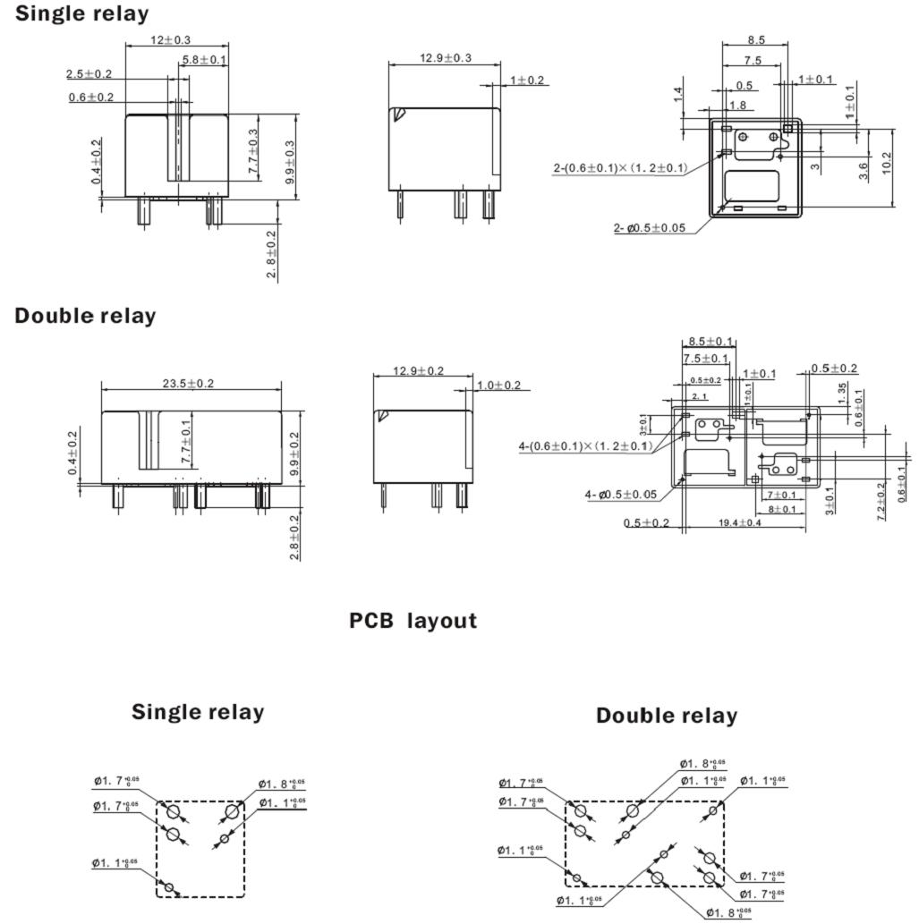 SARK-RELAY Relays Product Outline Dimensions