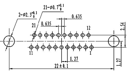 J30J PCB pattern for N-J、N4-J connectors Connectors panel cutouts
