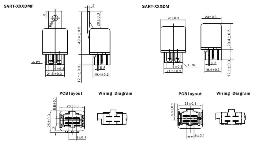 SART-RELAY Relays Product Outline Dimensions