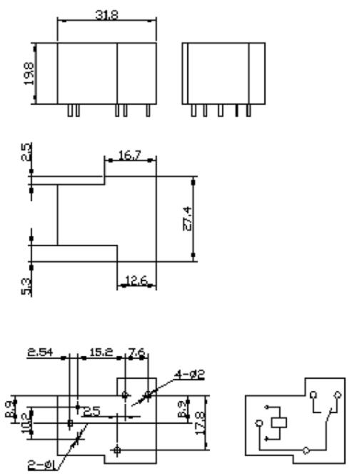 SLA-RELAY Relays Outline Mounting Dimensions