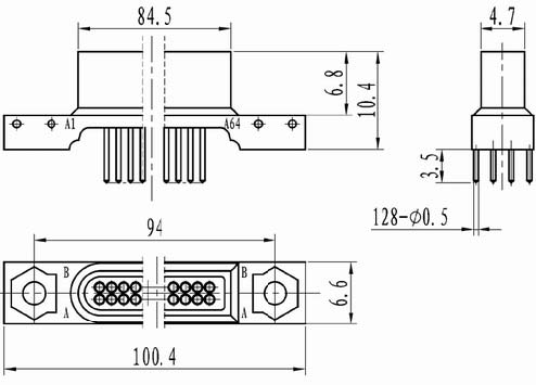 J15-128 series Connectors Product Outline Dimensions