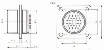 Y67 receptacle accessories Connectors Product Outline Dimensions