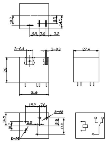 SLC-RELAY Relays Outline Mounting Dimensions
