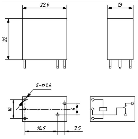 SLF-RELAY Relays Outline Mounting Dimensions