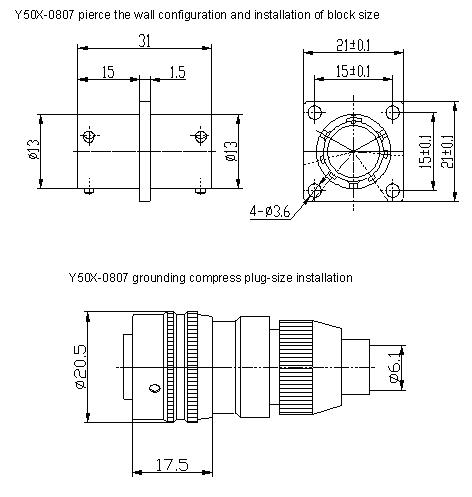 Y50X series  Connectors Outline Mounting Dimensions