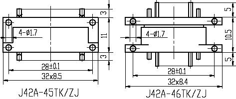 J42A series Connectors Product Outline Dimensions
