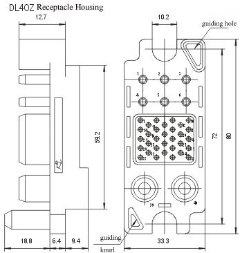 DL40Z/T series Connectors Product Outline Dimensions