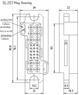 DL25Z/T DLA25Z/T series Connectors Product Outline Dimensions