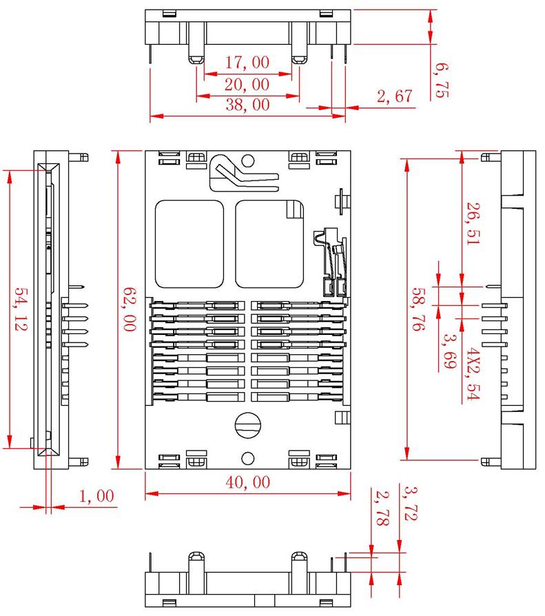 Smart card  series Connectors Product Outline Dimensions