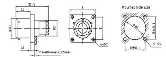 MIL-DTL-38999 SERIESⅠCIRCULAR ELECTRICAL CONNECTOR series Connectors Product Outline Dimensions