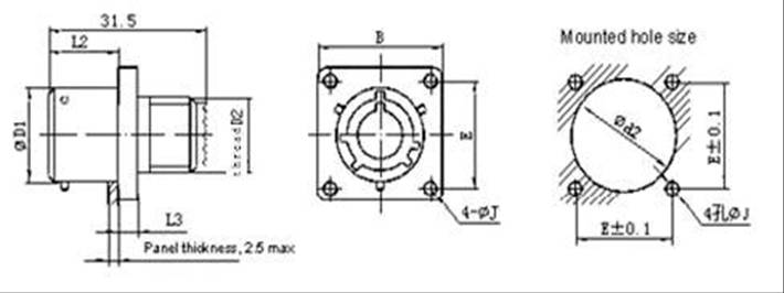 MIL-DTL-38999 SERIESⅠCIRCULAR ELECTRICAL CONNECTOR series Connectors Product Outline Dimensions