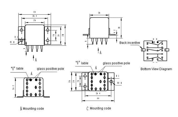 2JB10-2 Magnetism Keep and hermetical relay series Relays Product Outline Dimensions