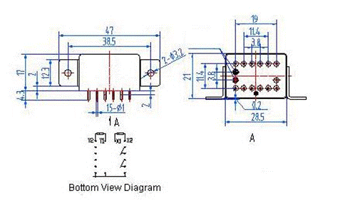 2JB2-2  High power and hermetical relays series Relays Product Outline Dimensions