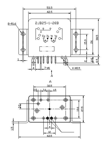 2JB25-1  Magnetism Keep and hermetical relay series Relays Product Outline Dimensions