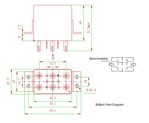 2JB30-1  Magnetism Keep and hermetical relay series Relays Product Outline Dimensions