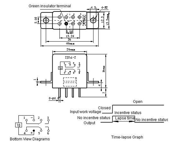2JS11-2  Time-lapse and hermetical relay series Relays Product Outline Dimensions
