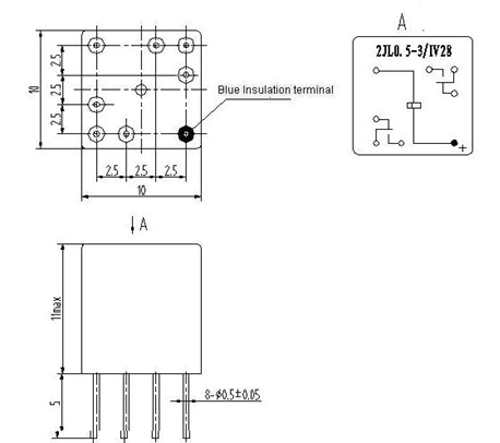 2JL0.5-3  Subminiature and hermetical Electromagnetism relay series Relays Product Outline Dimensions