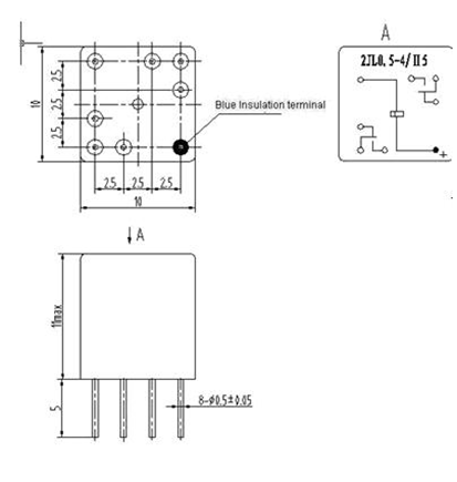 2JL0.5-4  Subminiature and hermetical Electromagnetism relay series Relays Product Outline Dimensions