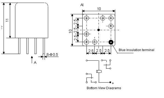 2JL1-3 Subminiature and hermetical Electromagnetism relay series Relays Product Outline Dimensions