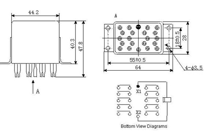 10JT10-1  hermetical Electromagnetism relay series Relays Product Outline Dimensions