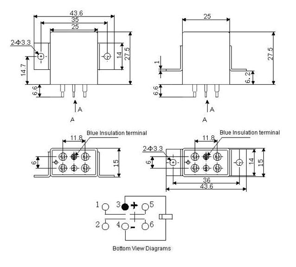 1JT15-1   hermetical Electromagnetism relay series Relays Product Outline Dimensions