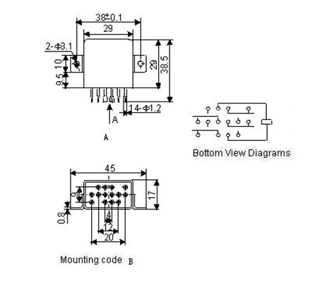 4JGXM-3 hermetical Electromagnetism relay  series Relays Product Outline Dimensions