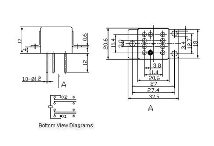 4JT6-2 Ultraminiature and hermetically sealed relays series Relays Product Outline Dimensions