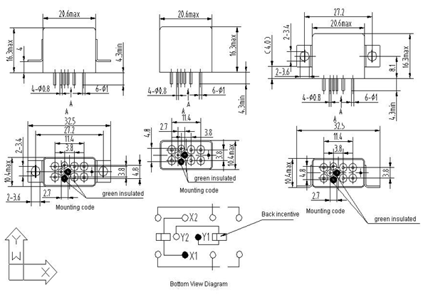 2JB5-1 miniature and hermetical Electromagnetism relay series Relays Product Outline Dimensions