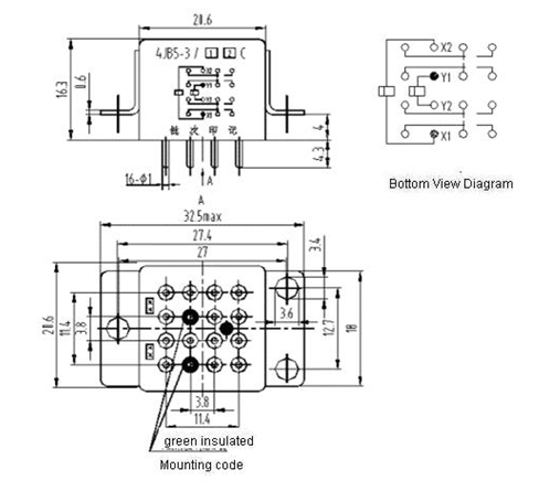 4JB5-3 miniature and hermetical Electromagnetism relay series Relays Product Outline Dimensions