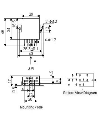 4JG-6 miniature and hermetical Electromagnetism relay series Relays Product Outline Dimensions