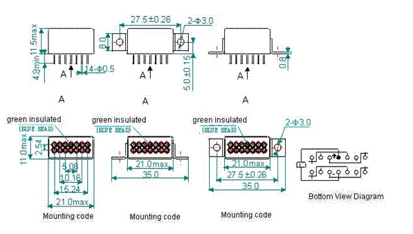 4JL2-1 miniature and hermetical Electromagnetism relay series Relays Product Outline Dimensions