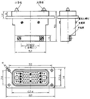 JF6 Separation Electrical Connector series Connectors Product Outline Dimensions