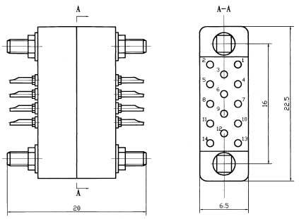 J11 Mini type Rectangular Electrical Connector series Connectors Product Outline Dimensions