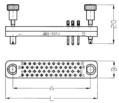 JQ10 Miniature Rectangular Electrical Connector series Connectors Product Outline Dimensions