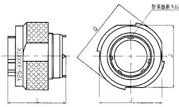 Y25 series circular electrical connector series Connectors Product Outline Dimensions