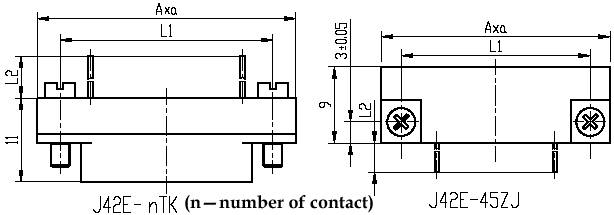 Series J42E,Rectangular, Electrical Connector series Connectors Product Outline Dimensions